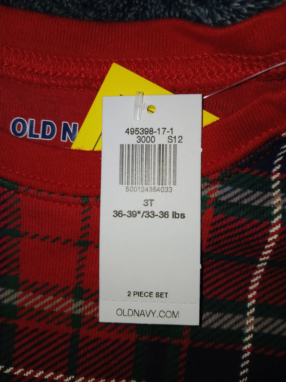 Old Navy Red Plaid Kids Pajama Set